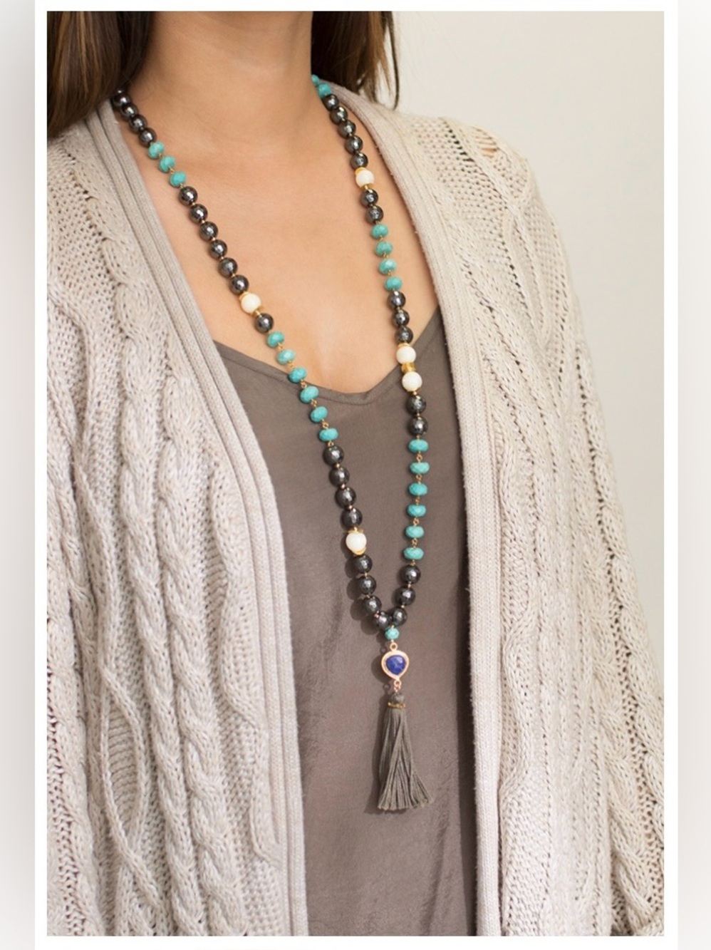 NWT $385 Chan Luu Signature Turquoise/Hematite/Bezeled Lapis SET ~ Gorgeous! 🌺 - Picture 5 of 5